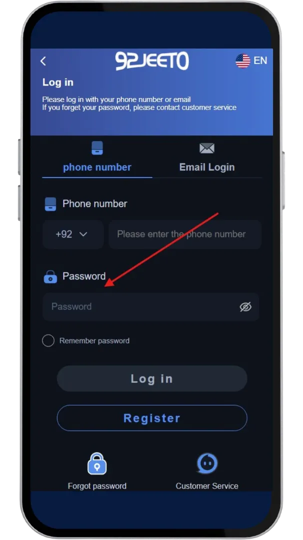 Enter register password